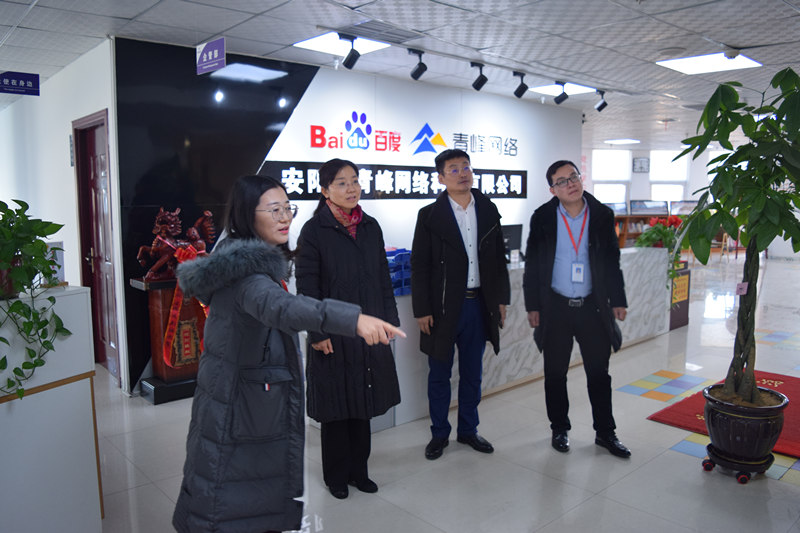 中共河南省委網(wǎng)信辦社評處處長李麗同志，中共安陽市委網(wǎng)信辦副主任、市互聯(lián)網(wǎng)行業(yè)黨委書記王曉萌同志蒞臨安陽青峰網(wǎng)絡(luò)參觀指導(dǎo)！